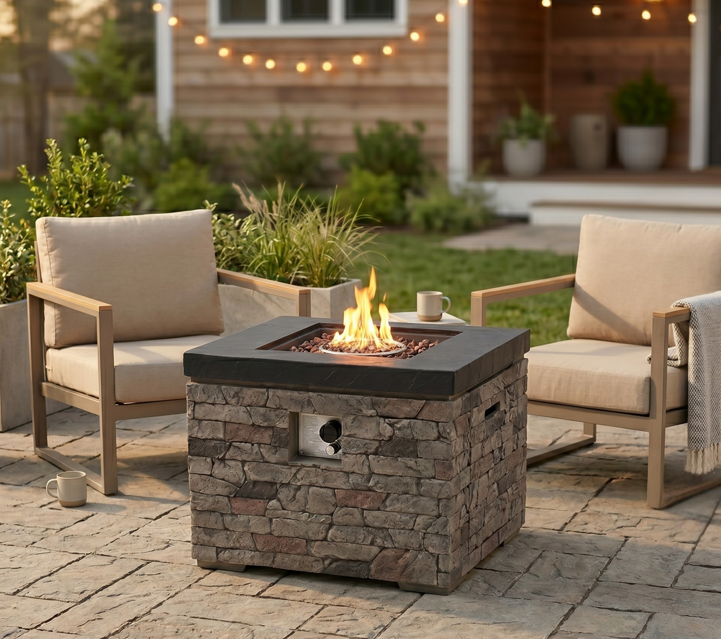 32 Inch Outdoor Propane Fire Pit Table for Patio
