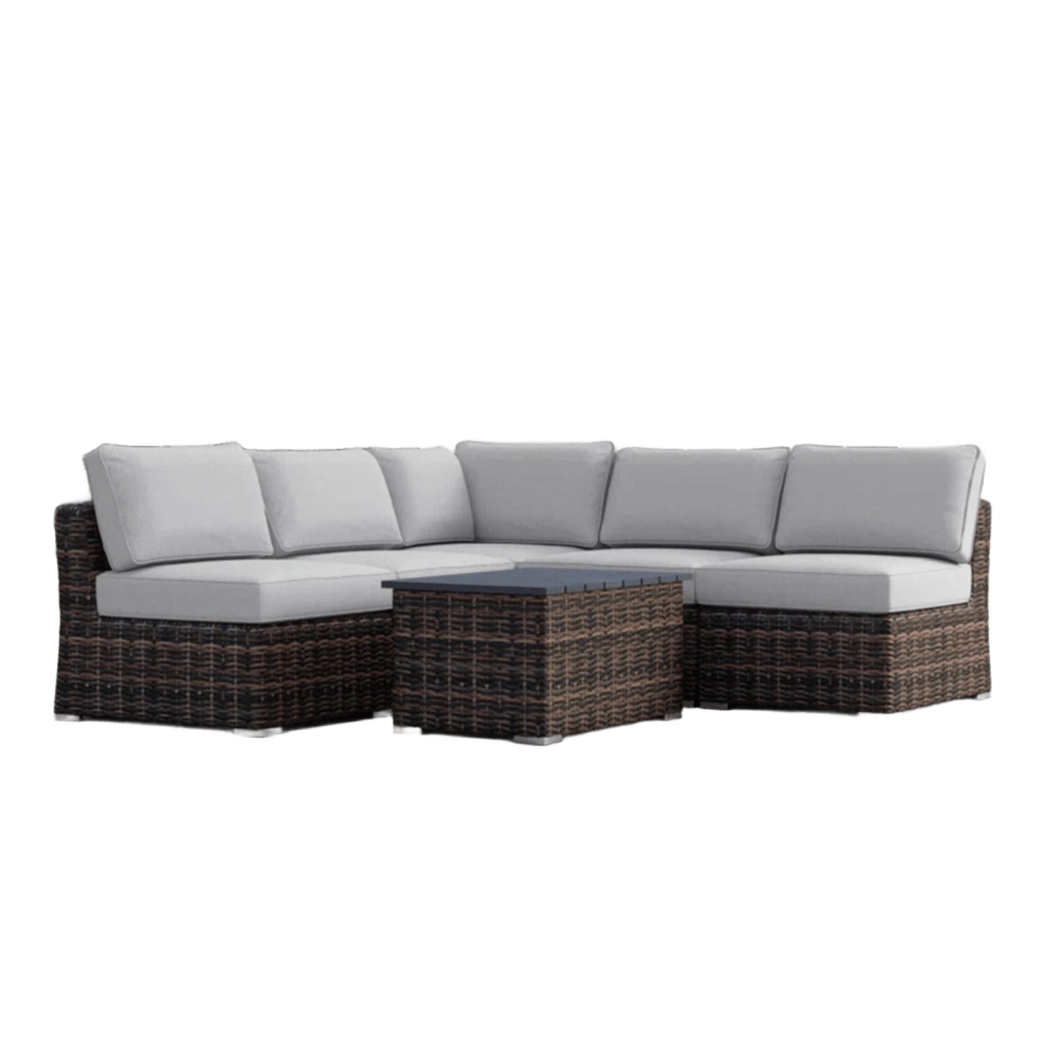 Wicker 2-piece outdoor sofa set with gray cushions and glass coffee table HouseOfZazla on Tampa Home & Garden Store
