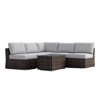 Wicker 2-piece outdoor sofa set with gray cushions and glass coffee table HouseOfZazla on Tampa Home & Garden Store