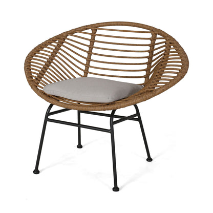 Cordella Outdoor Woven Wicker Chair with Beige Cushion HouseOfZazla on Tampa Home & Garden Store
