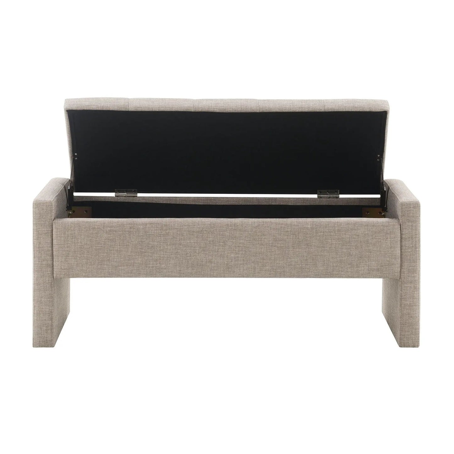 Modern upholstered storage bench in beige fabric, black lid by Unique Piece Furniture on Tampa Home & Garden Store