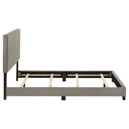 Efram Panel Bed upholstered fabric platform bed with slats and black legs on Tampa Home & Garden Store