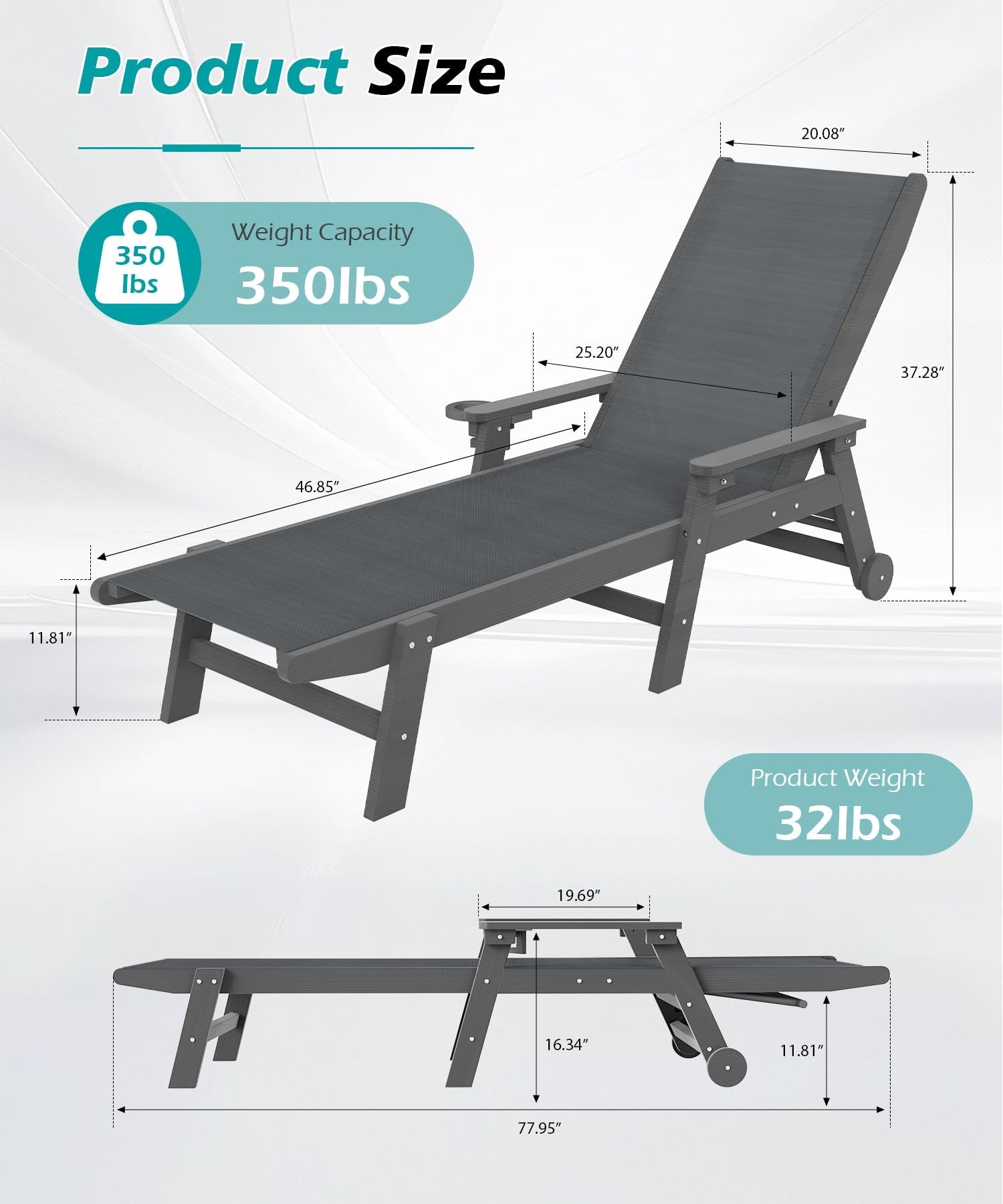 Lounge Chair Outdoor by HouseOfZazla, HDPE chaise with wheels and adjustable recline on Tampa Home & Garden Store