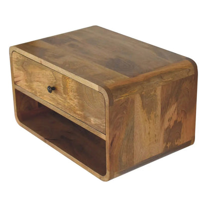 Curve Upper Slot Floating Nightstand with Drawer