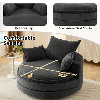 360 Degree Swivel Barrel Chair with Dual Cushions