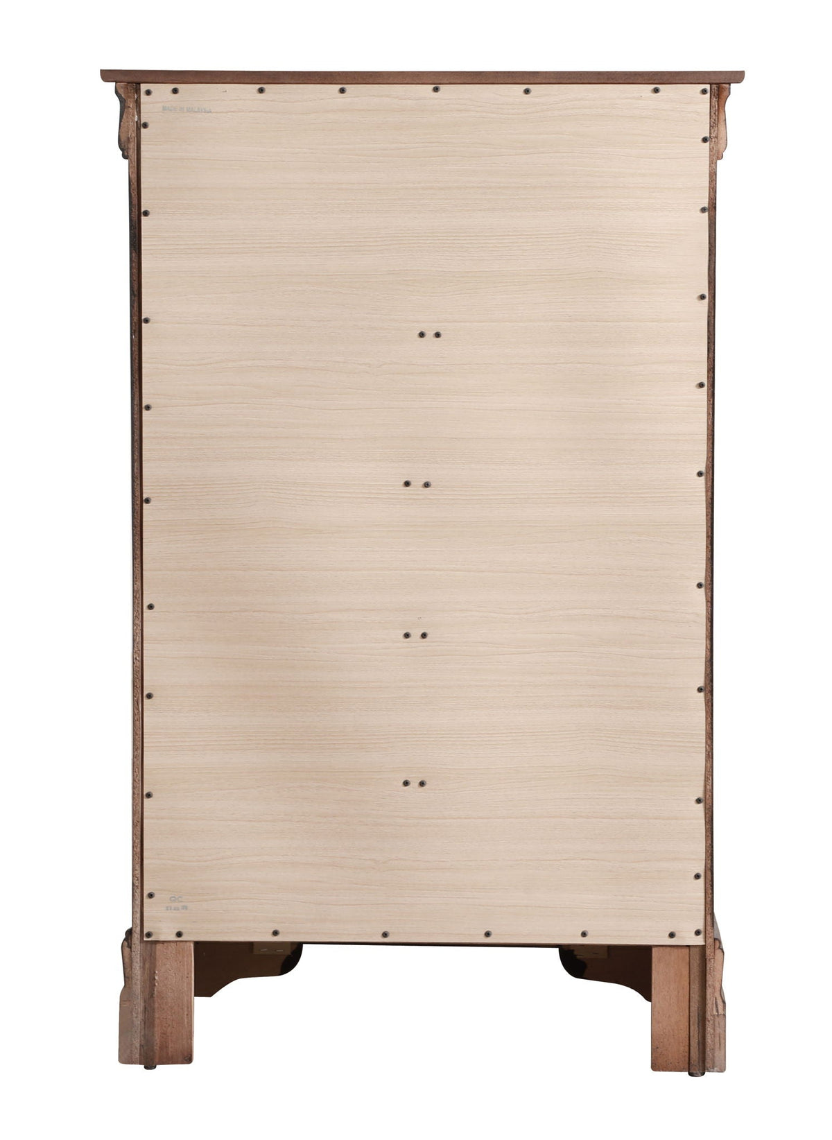 Classic Carved Accent Chest back view in natural wood with dark trim and carved legs on Tampa Home & Garden Store