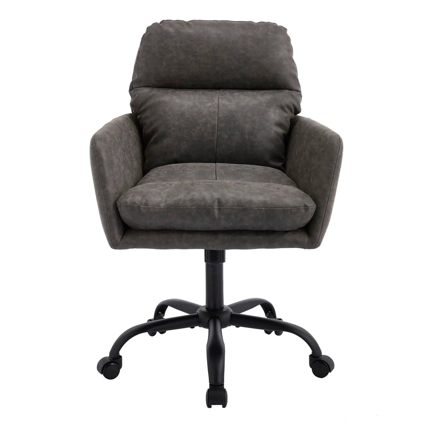 Office chair with adjustable height, gray leatherette upholstery, ergonomic swivel base on Tampa Home & Garden Store