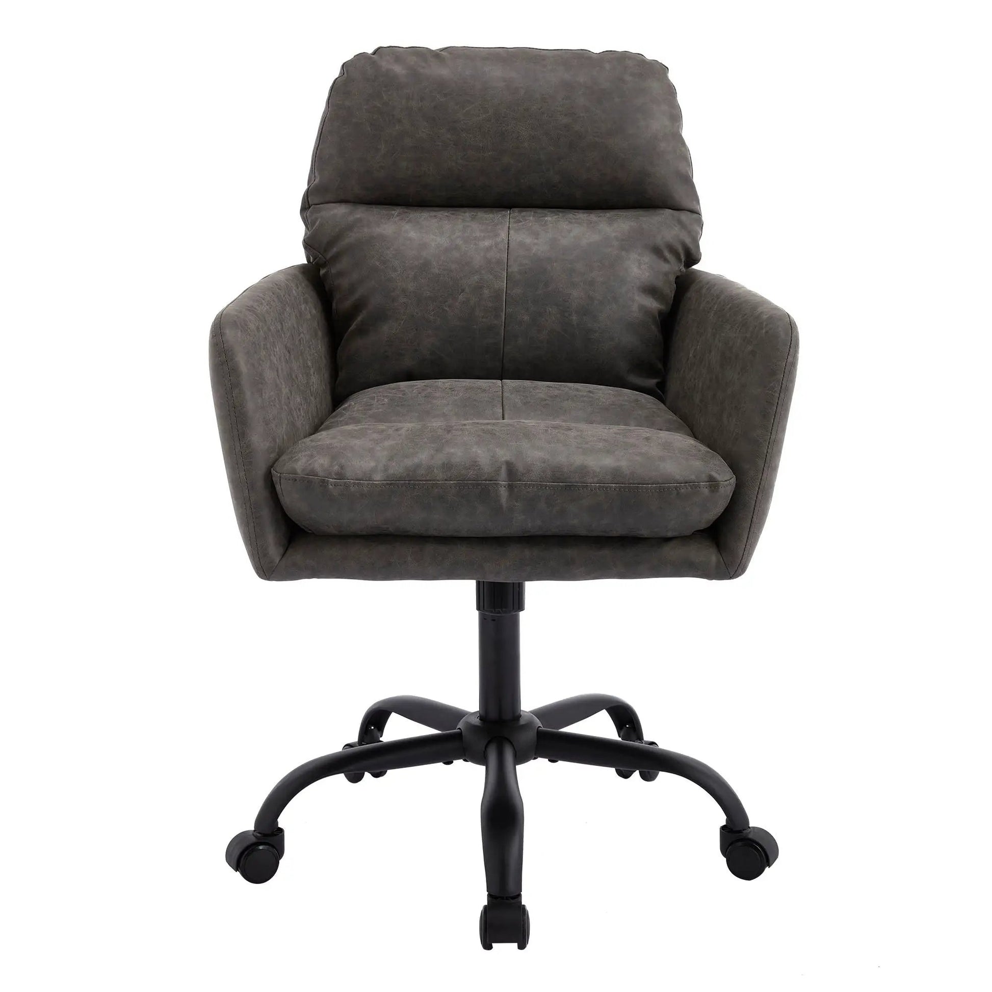 Office chair with adjustable height, gray leatherette upholstery, ergonomic swivel base on Tampa Home & Garden Store