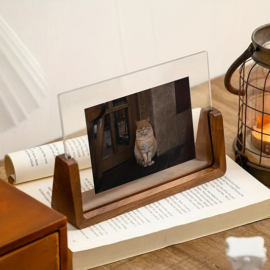 6 Inch Acrylic Photo Frame U Shaped Wood Desktop Picture Frame - Tampa Home & Garden Store