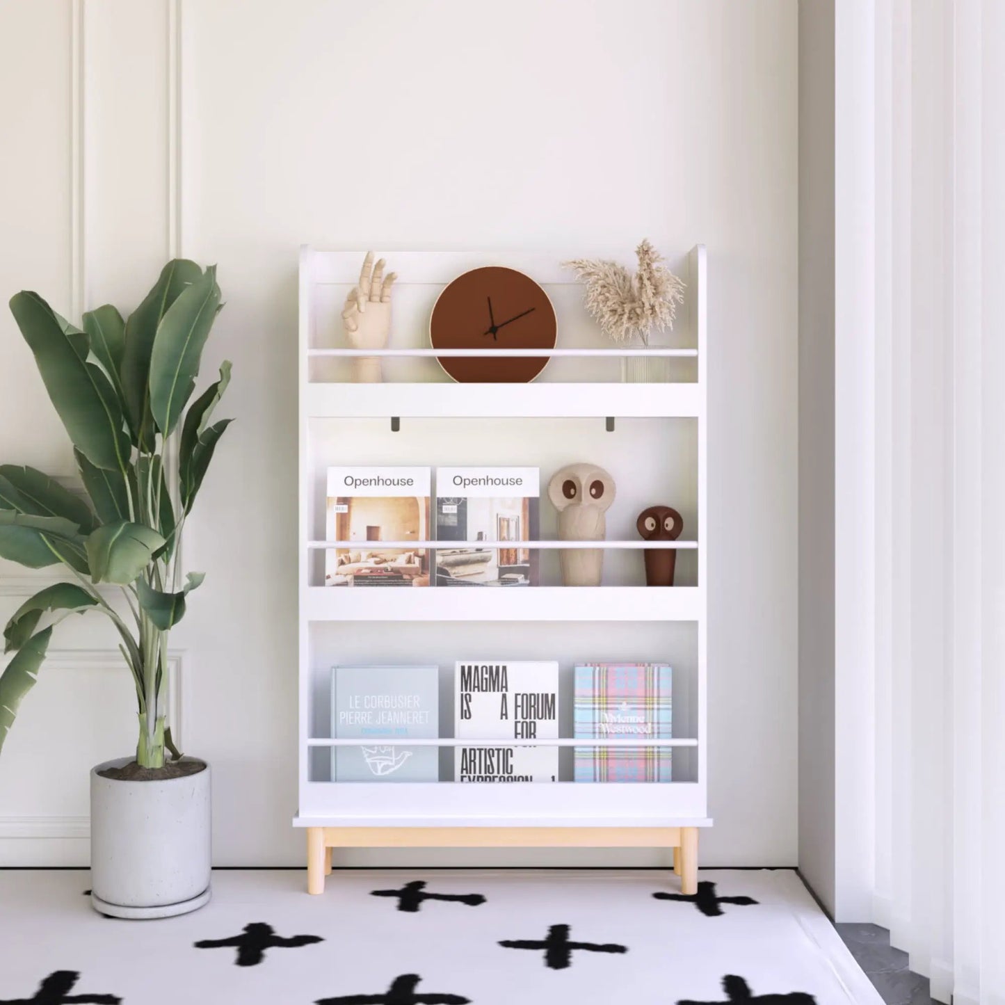 Wall Mounted Bookshelf white with 3 display shelves for toddler bedroom by Unique Piece on Tampa Home & Garden Store