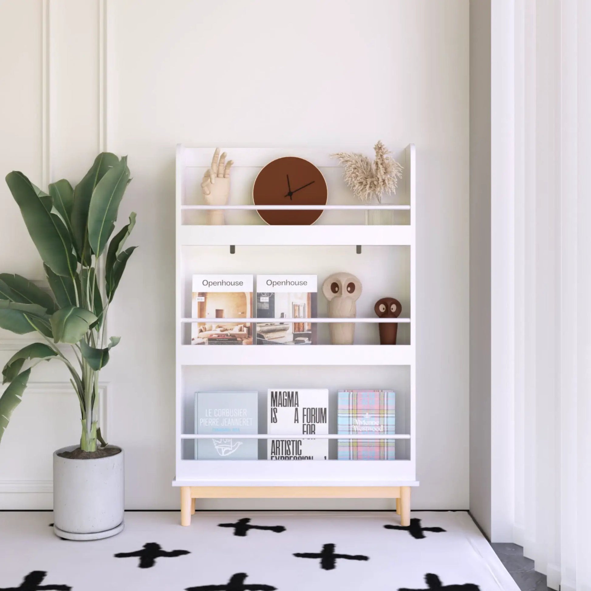 Wall Mounted Bookshelf white with 3 display shelves for toddler bedroom by Unique Piece on Tampa Home & Garden Store