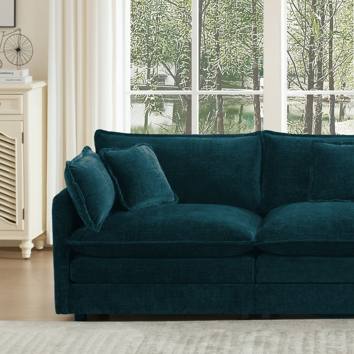 Solid Wood Sofa Set and Two Modern Accent Chairs