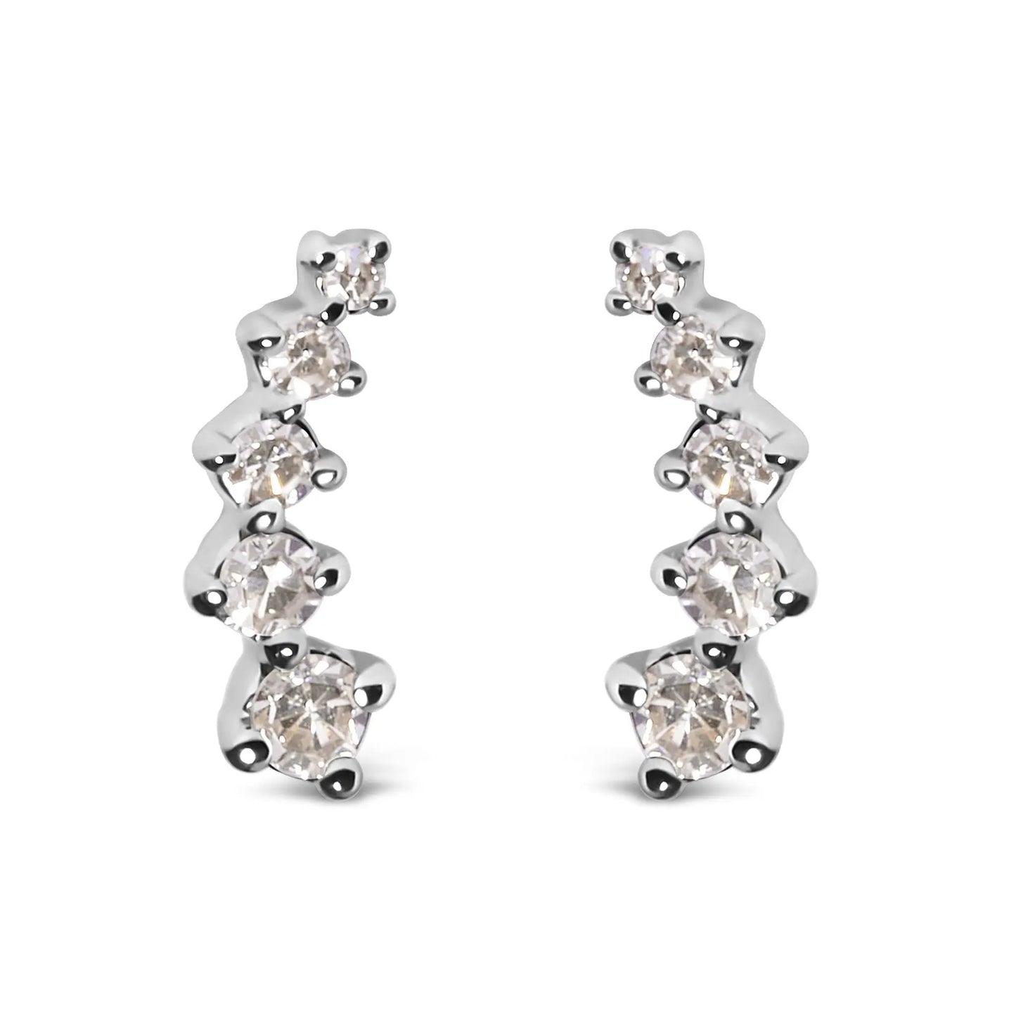 10K white gold diamond journey-style climber earrings (pair), 1/10 cttw, I1-I2, Bids.com on Tampa Home & Garden Store