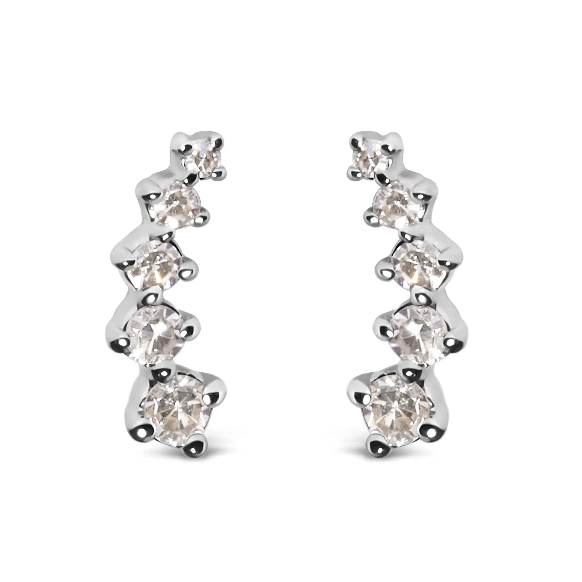 10K white gold diamond journey-style climber earrings (pair), 1/10 cttw, I1-I2, Bids.com on Tampa Home & Garden Store