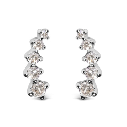 10K white gold diamond journey-style climber earrings (pair), 1/10 cttw, I1-I2, Bids.com on Tampa Home & Garden Store