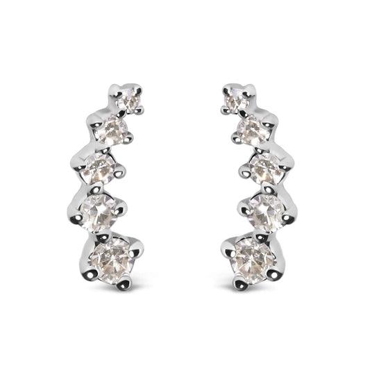10K white gold diamond journey-style climber earrings (pair), 1/10 cttw, I1-I2, Bids.com on Tampa Home & Garden Store