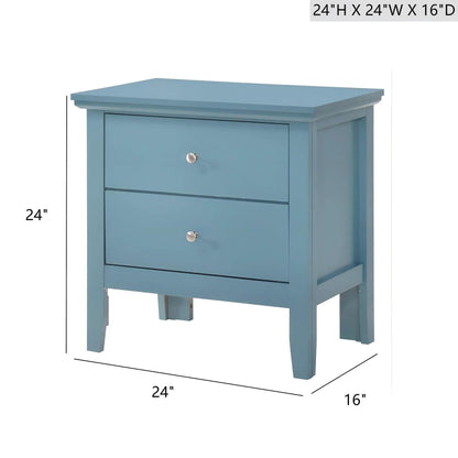 English Dovetailed Drawers Nightstand in blue with metal knob by Unique Piece Furniture on Tampa Home & Garden Store