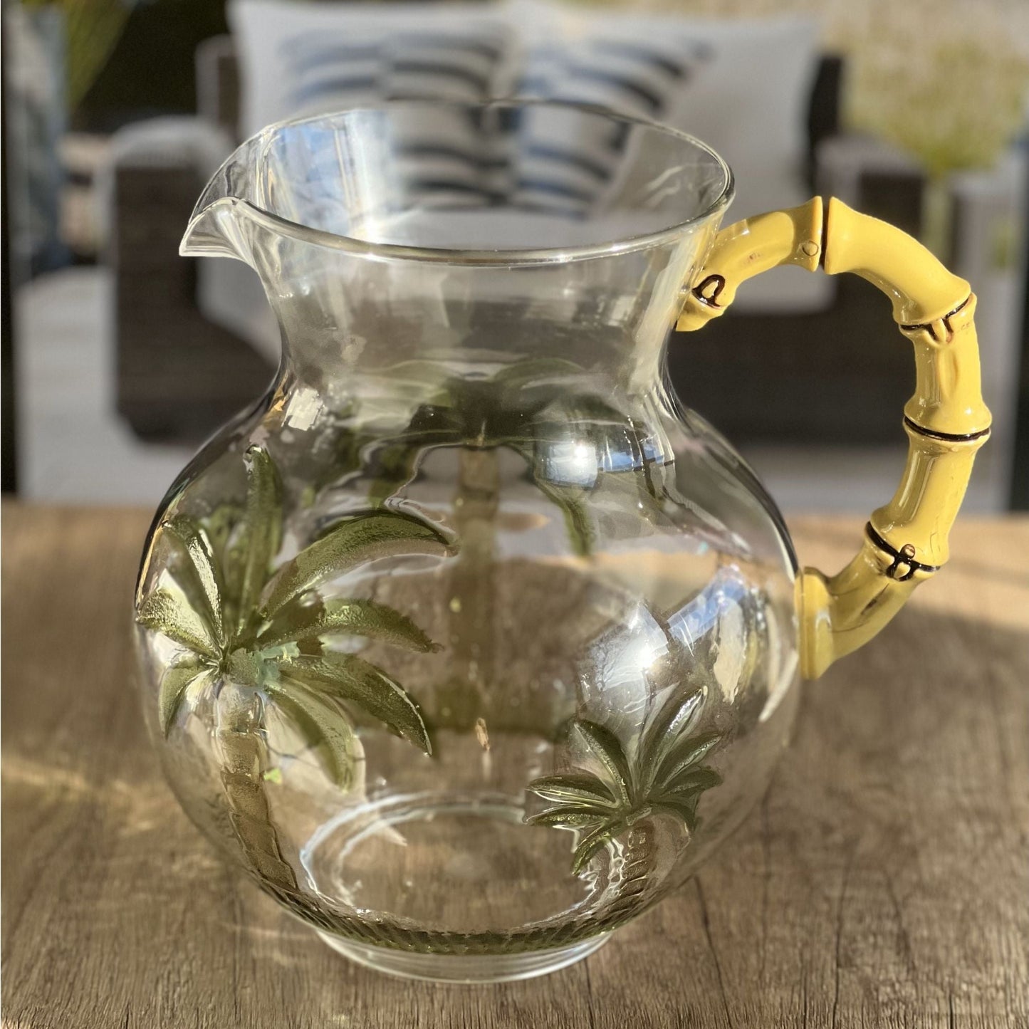 Palm Tree Water Pitcher With Bpa Free Lid and Cap