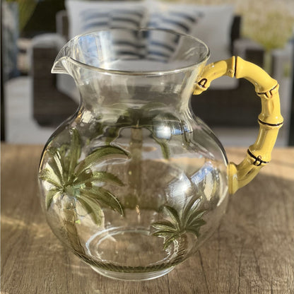 Palm Tree Water Pitcher With Bpa Free Lid and Cap