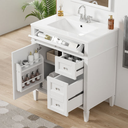Bathroom vanity with ceramic top sink, white finish, storage drawers HouseOfZazla on Tampa Home & Garden Store