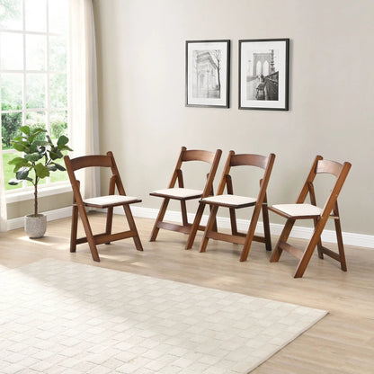 Solid Wood Upholstered Folding Chairs Dining Set