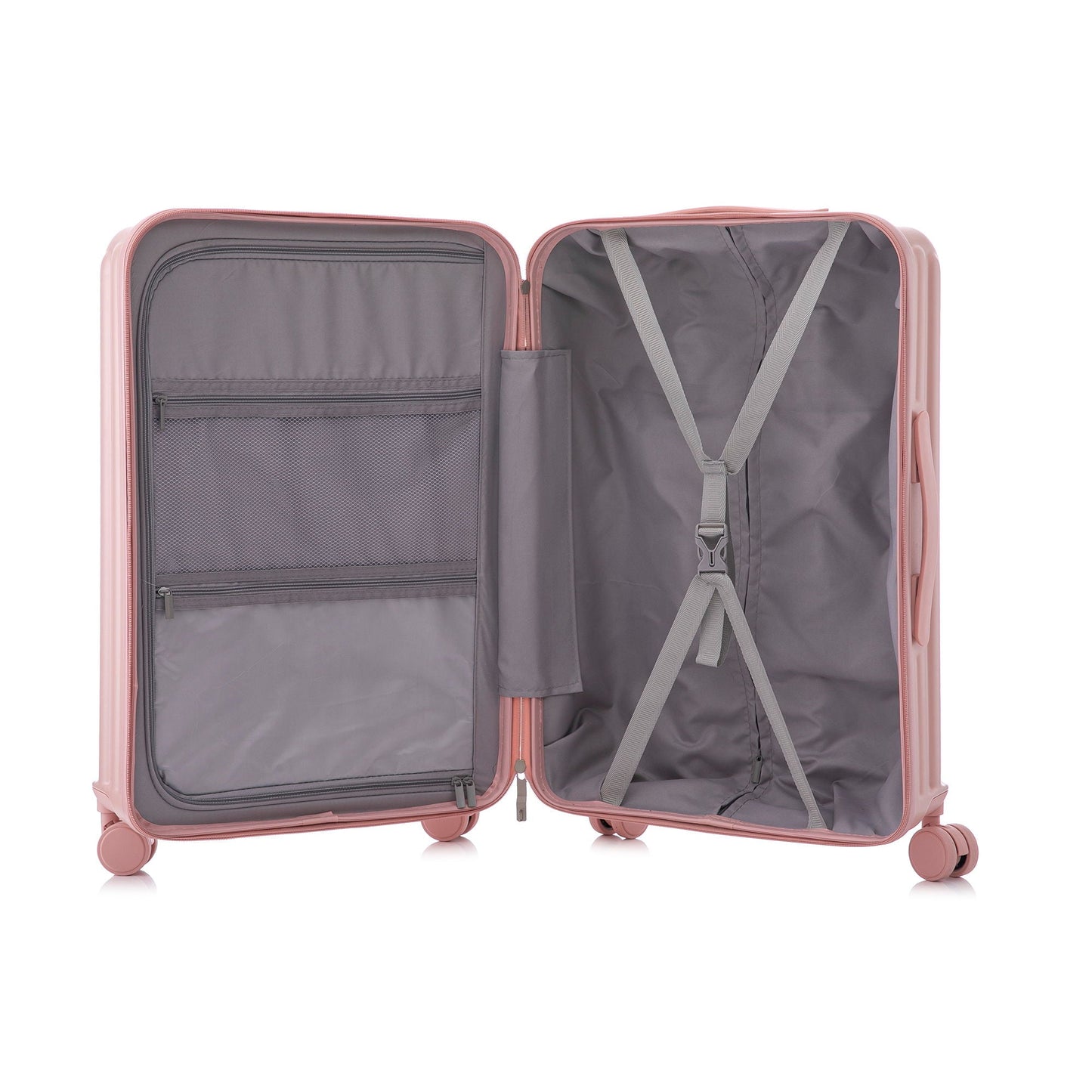 Pink 3-piece spinner luggage set by HouseOfZazla with cup holder USB port phone holder on Tampa Home & Garden Store