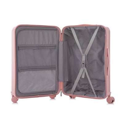 Pink 3-piece spinner luggage set by HouseOfZazla with cup holder USB port phone holder on Tampa Home & Garden Store