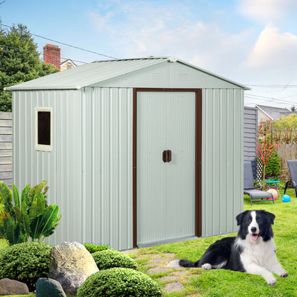 88.98in outdoor gray metal storage shed with window HouseOfZazla on Tampa Home & Garden Store