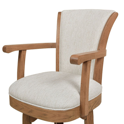 Swivel counter-height bar stool with high back in oak and beige upholstery by HouseOfZazla on Tampa Home & Garden Store