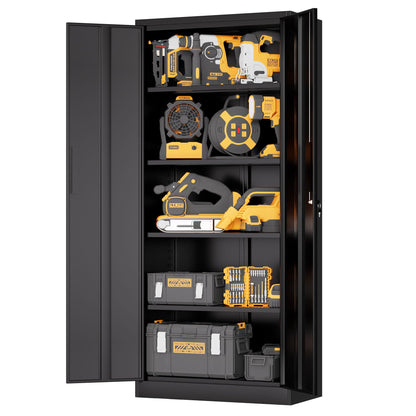 Steel garage storage cabinet with adjustable shelves and lock by HouseOfZazla, black finish on Tampa Home & Garden Store