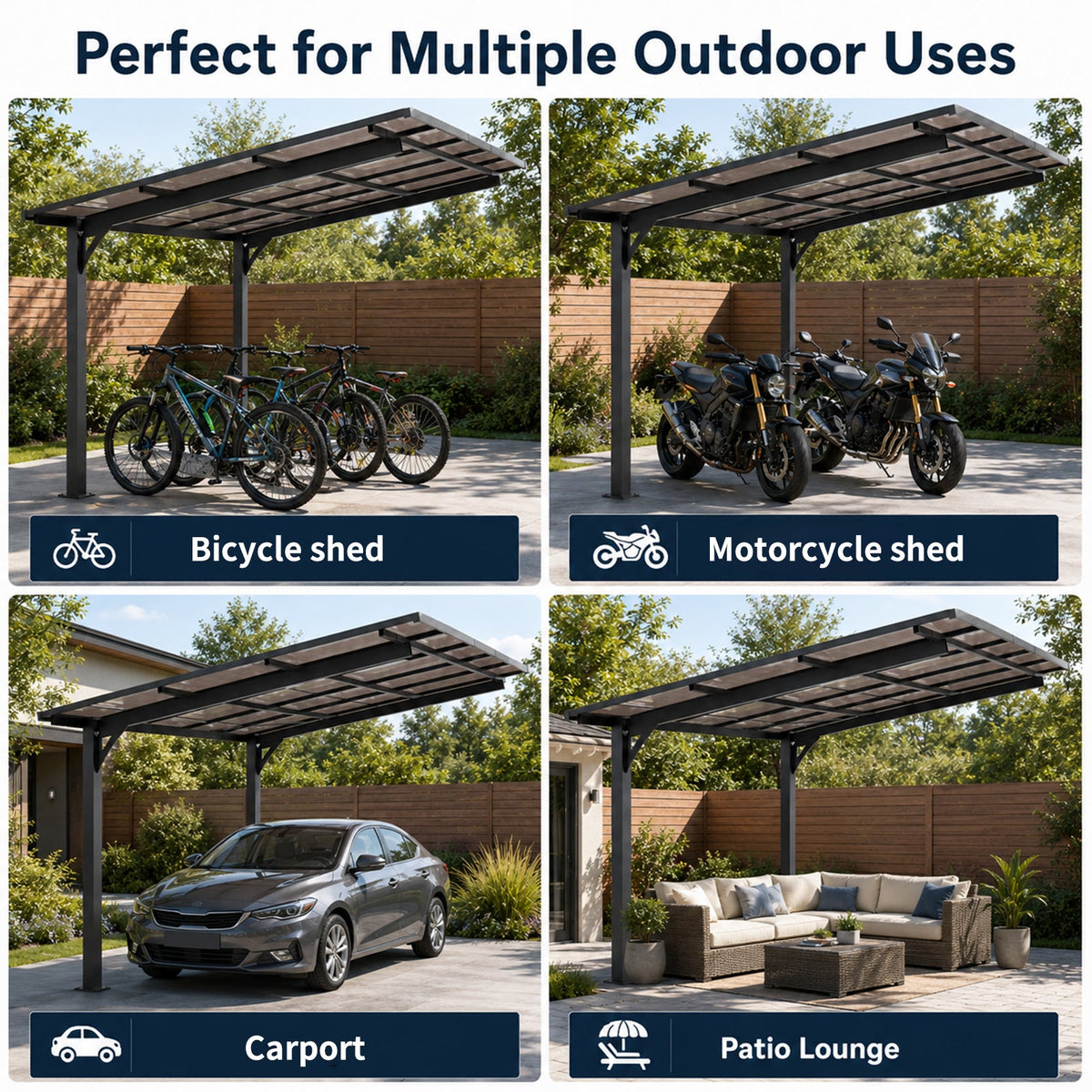 10x10FT PC Roof Carport with galvanized frame and sloped roof by HouseOfZazla on Tampa Home & Garden Store