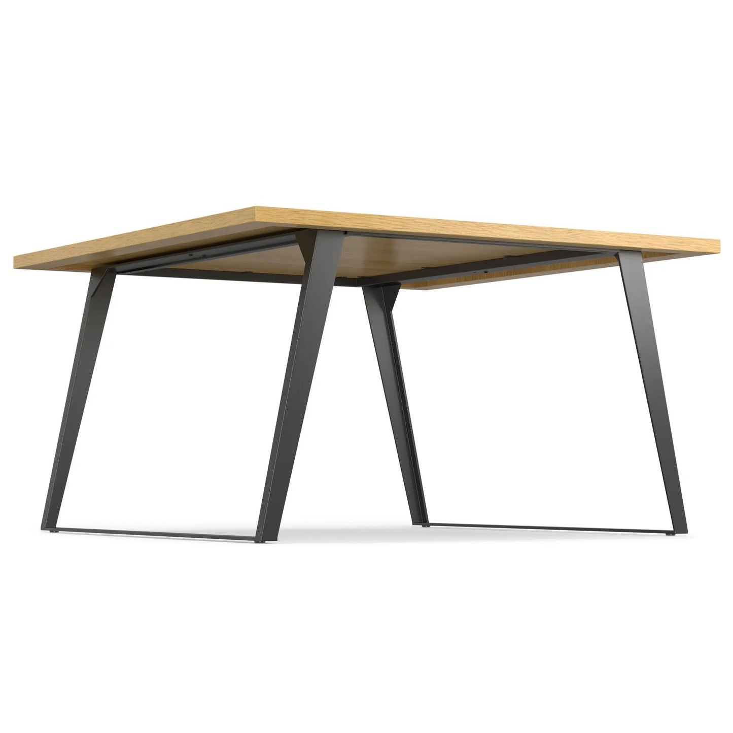 Lowry Handcrafted Square Dining Table with light oak top and dark metal angled legs on Tampa Home & Garden Store
