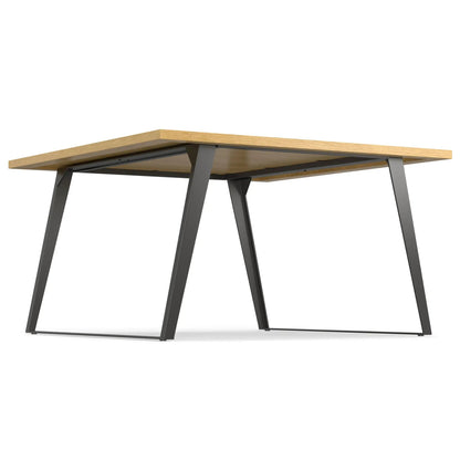 Lowry Handcrafted Square Dining Table with light oak top and dark metal angled legs on Tampa Home & Garden Store