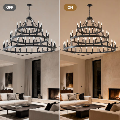 3-Tier Wagon Wheel Chandelier 54-Light Matte Black Metal by HouseOfZazla on Tampa Home & Garden Store