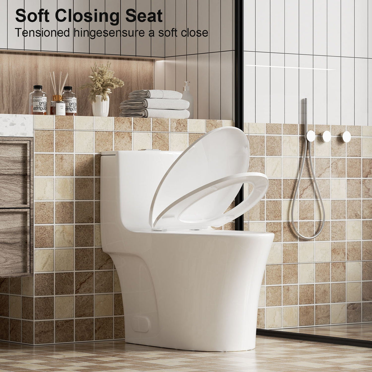 Elegant One Piece Toilet with Tornado Dual Flush by HouseOfZazla, white porcelain on Tampa Home & Garden Store