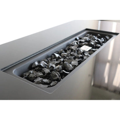Rectangular Fire Pit With Frame Gray metal with black lava rocks HouseOfZazla on Tampa Home & Garden Store
