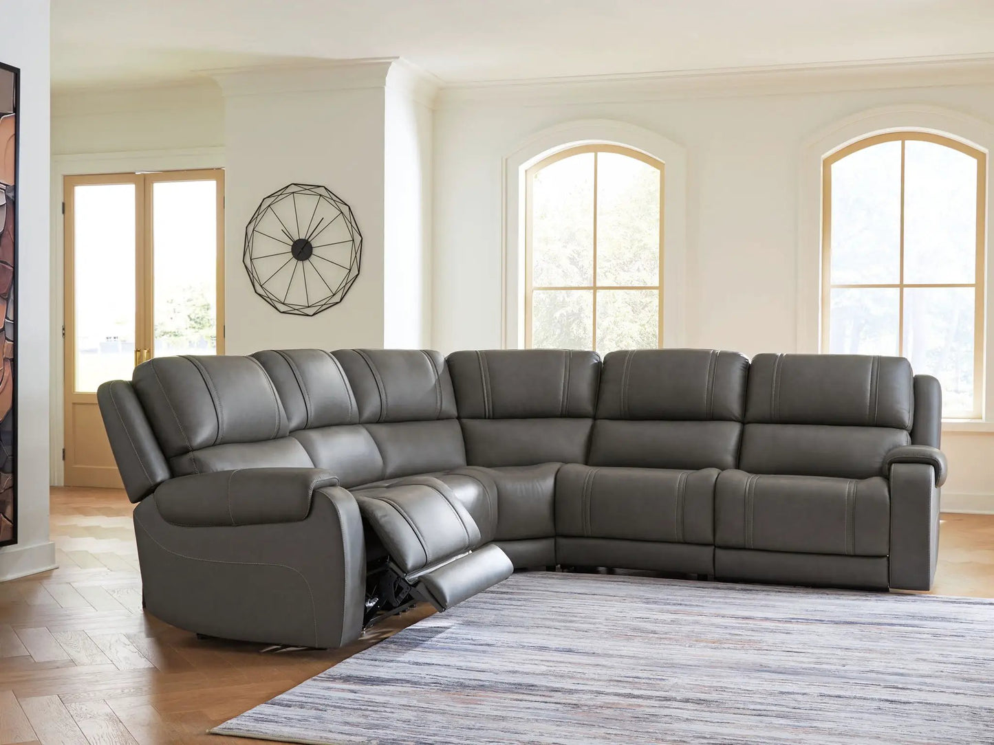 5Z Pittson Power Reclining Sectional gray leather by Unique Piece Furniture on Tampa Home & Garden Store