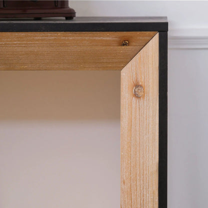 Modern Console Table by Unique Piece Furniture in natural wood with black trim on Tampa Home & Garden Store