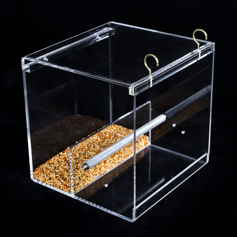 Acrylic bird feeder, clear cube with seed tray and metal feeding rod, Sell My Stuff Bird Feeders on Tampa Home & Garden Store