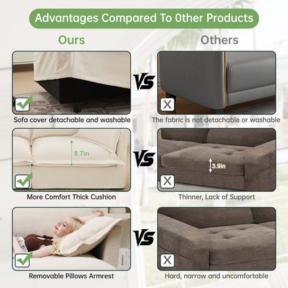 Modern Slipcovered Sofa with Corduroy Fabric