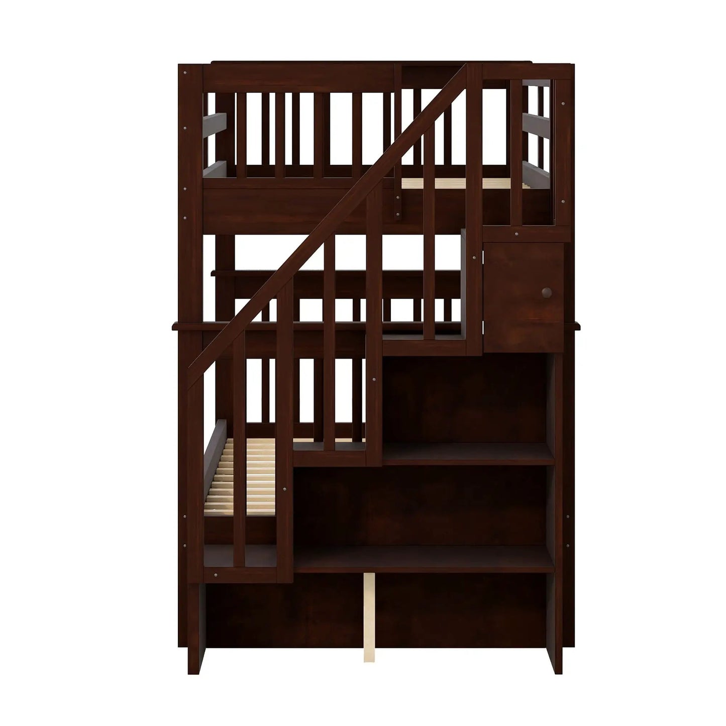 Stairway Bunk Bed with Storage and Guard Rail