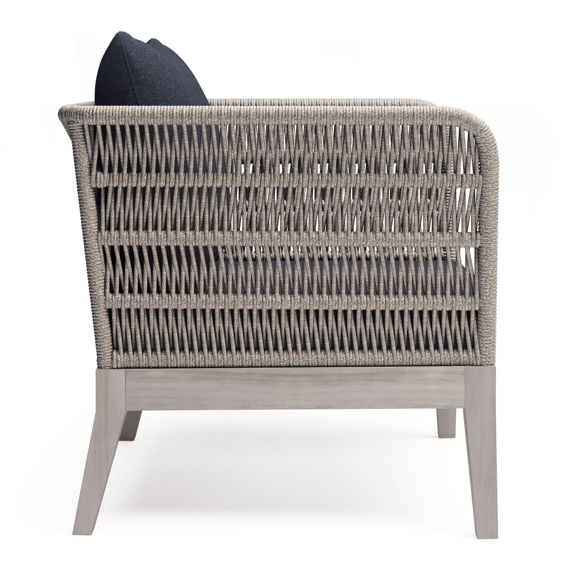 Santiago Outdoor Conversation Chair slate gray cushion with woven rattan frame on Tampa Home & Garden Store