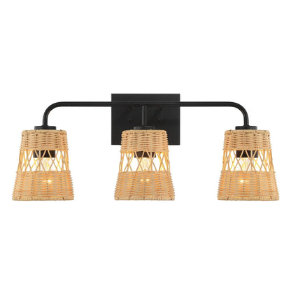 Moonlit Three Lights Wall Sconce with Shade Black