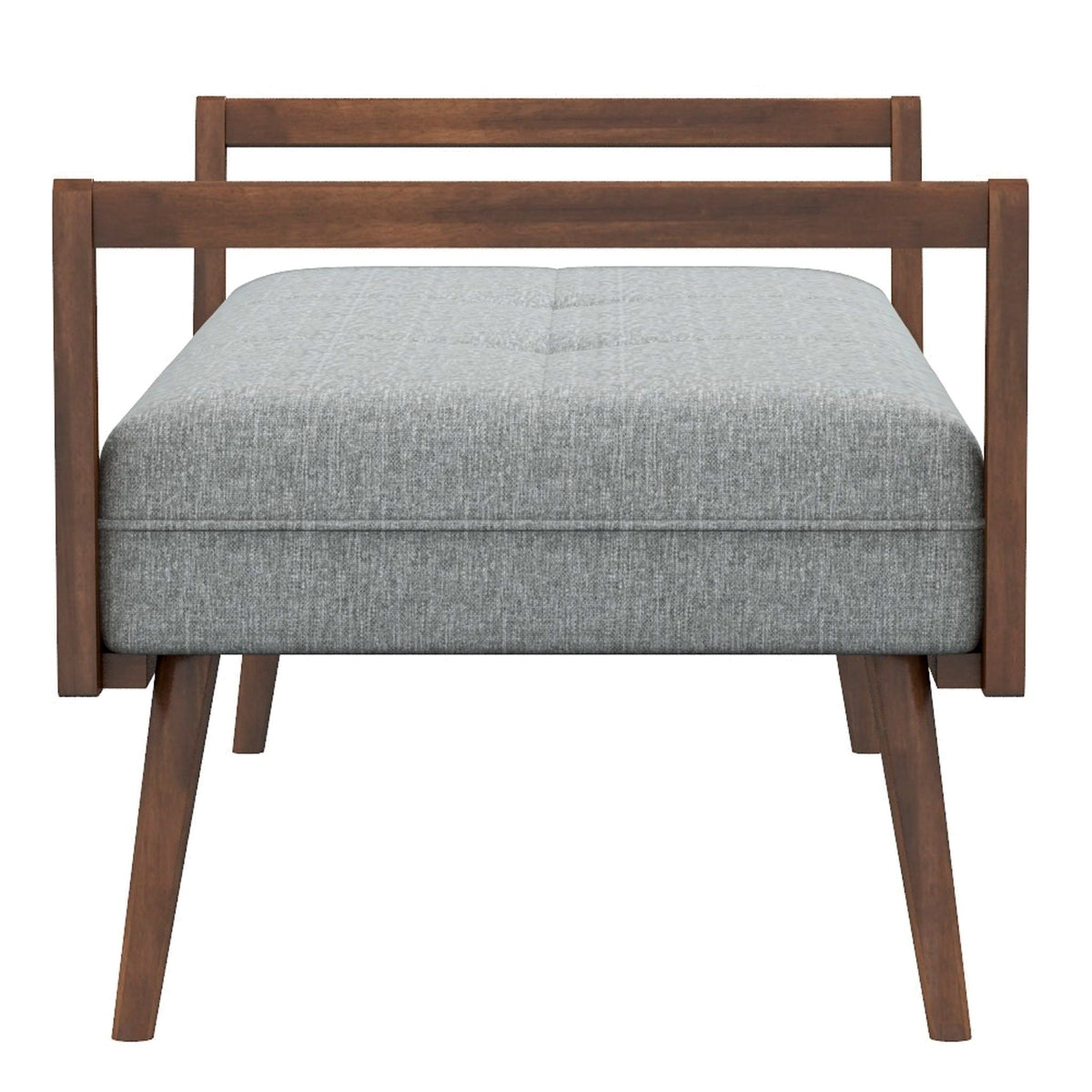 Gray upholstered bench with wooden frame and tapered legs 51.2 inches wide on Tampa Home & Garden Store
