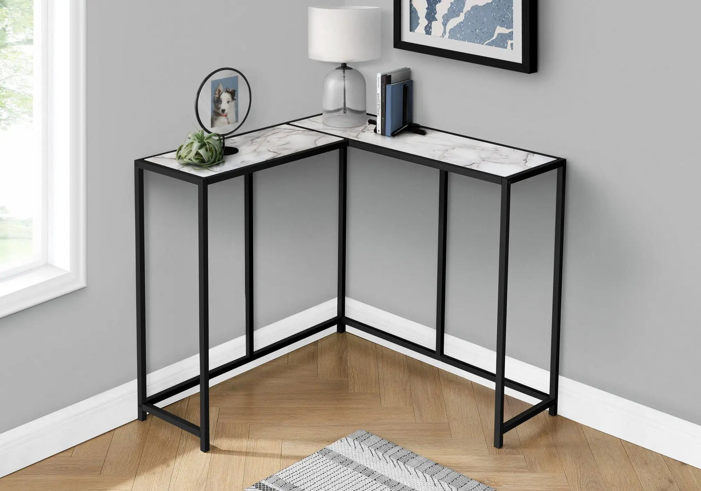 Corner Console Table With L Shaped Design