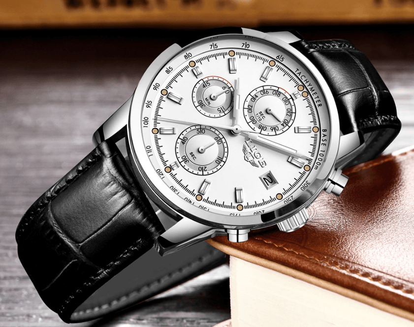 Stevvex men's waterproof chronograph watch with date display and white dial on Tampa Home & Garden Store