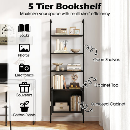 72.5 Inch Tall Bookshelf with Cabinet Anti-Tipping Kits and Metal Frame