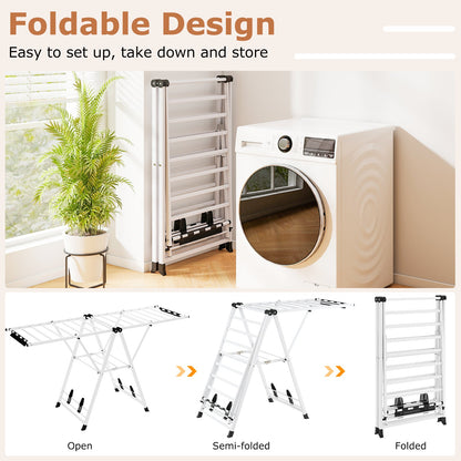 72.5 Inches Clothes Drying Rack with Height Adjustable Wings
