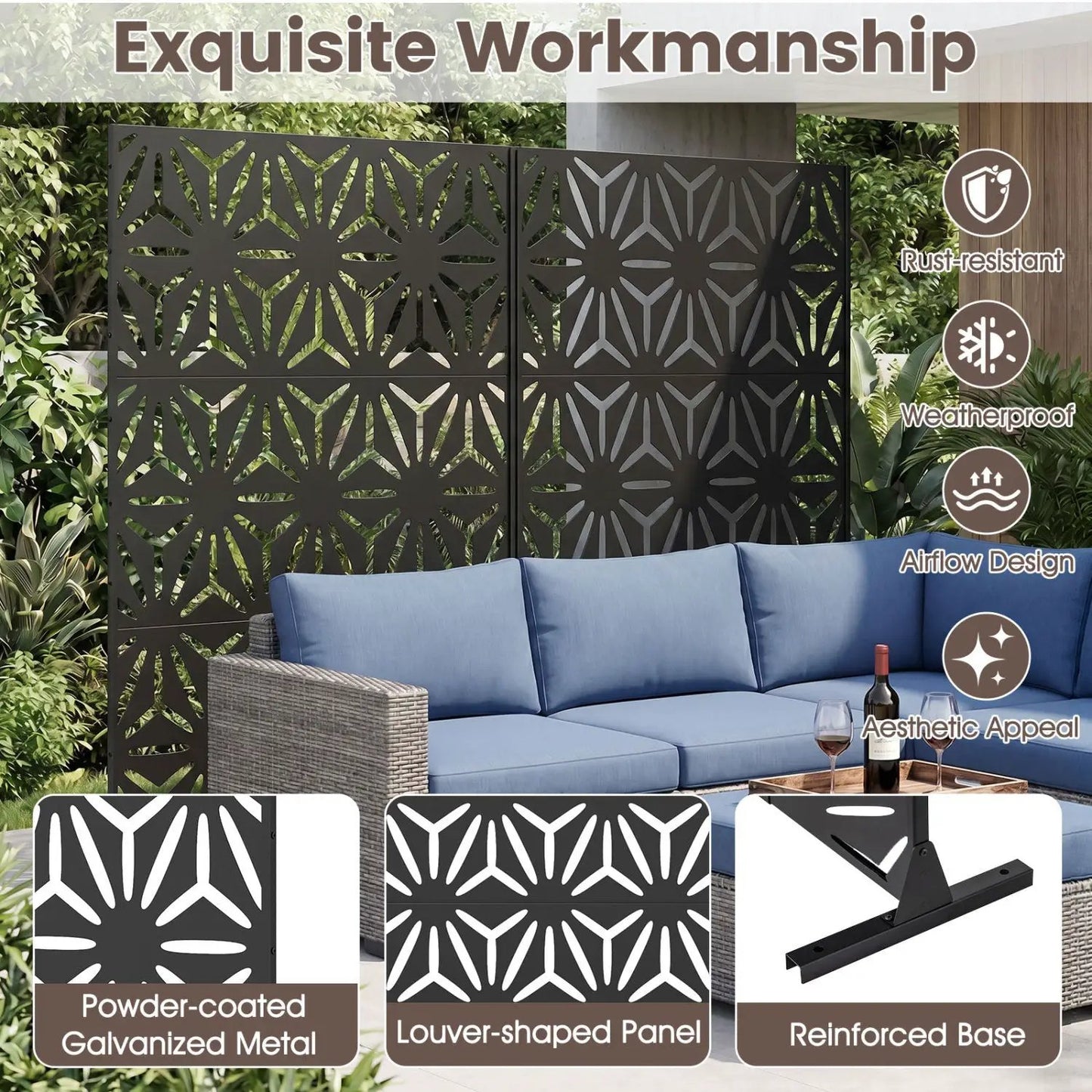Metal Privacy Screen 72 Inch by 48 Inch Fence
