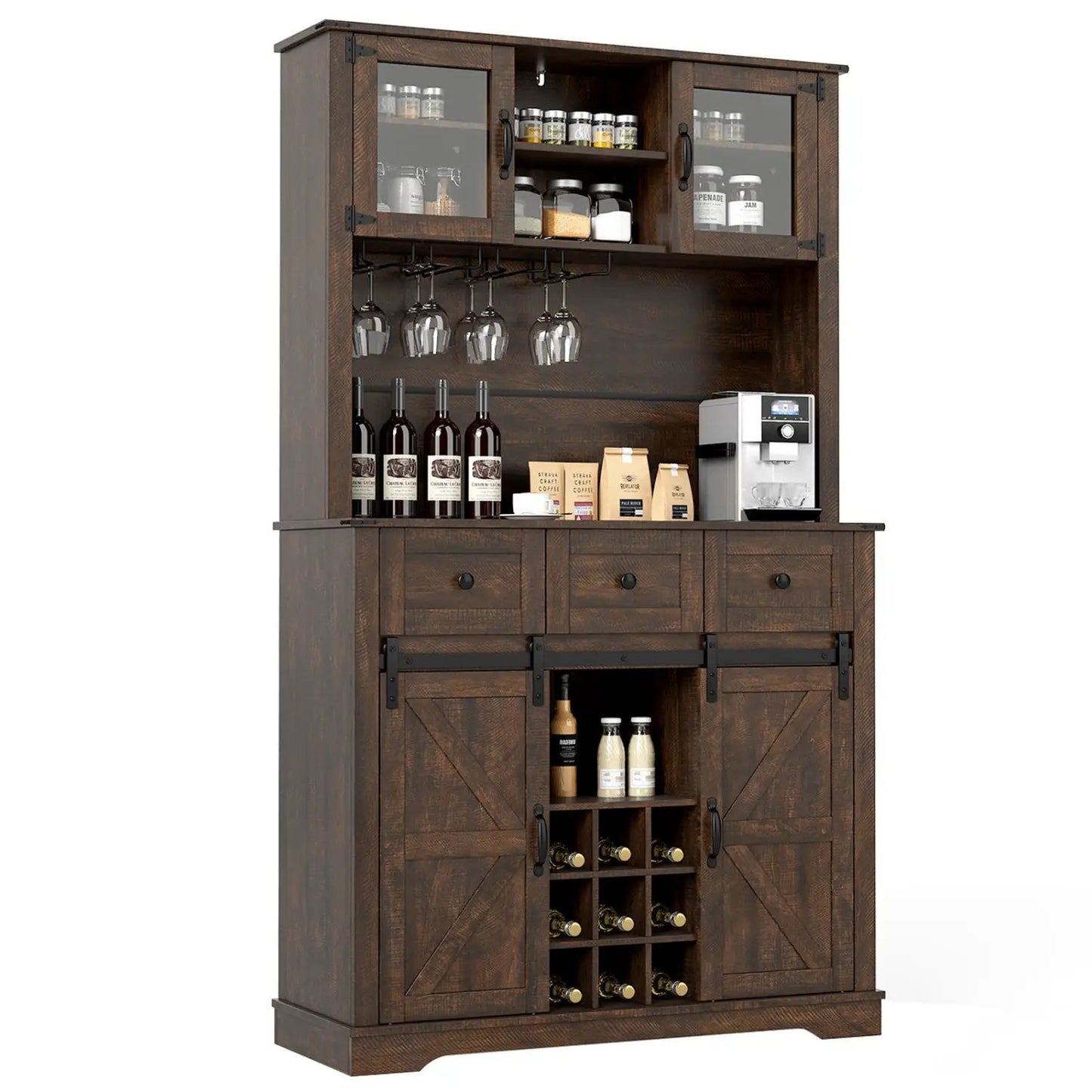 72 Inch Coffee Bar Cabinet With Drawers and Doors